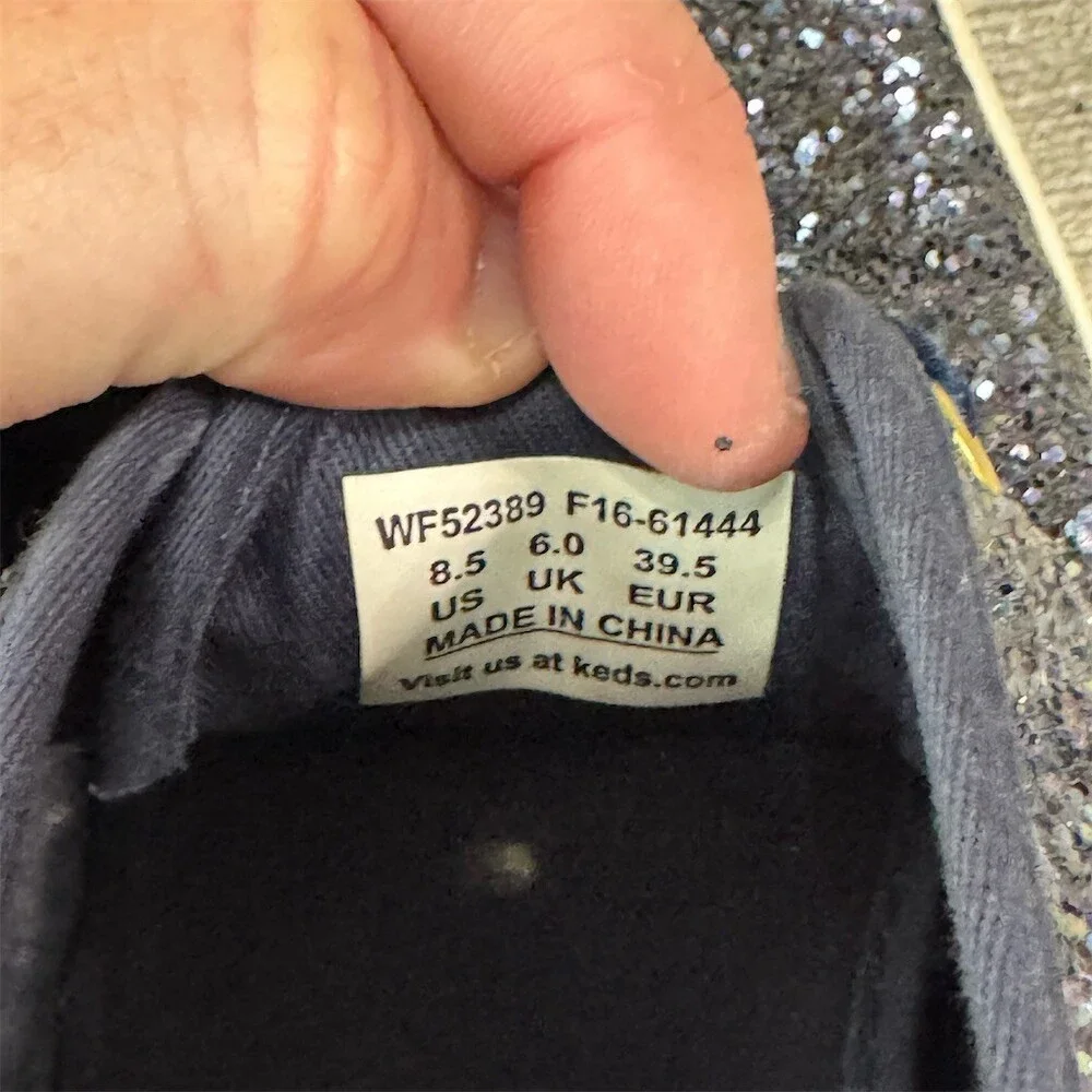 Keds x Kate Spade New York Womens Glitter Low Top Sneakers Navy Blue